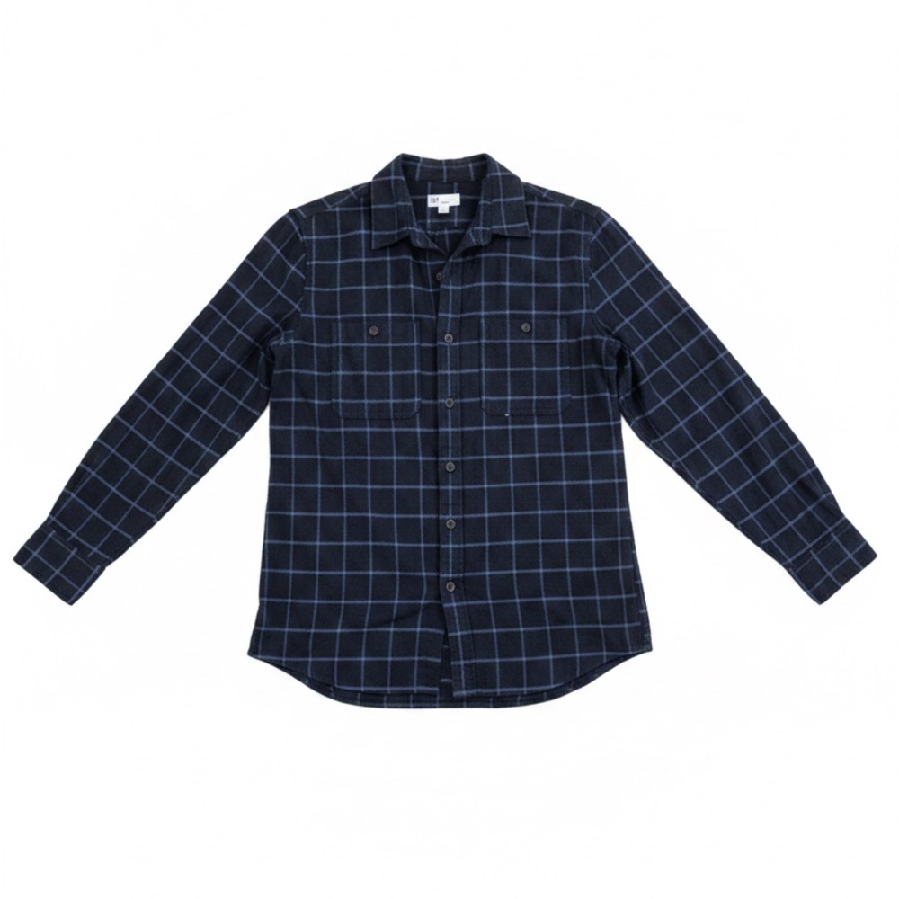 GAP Men's Dark Blue Plaid Button Down Shirt